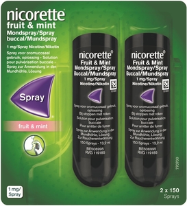 Nicorette Fruit &amp; Mint 1 Mg De Nicotine Spray Dos 2x150